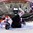 GRAND FORKS, NORTH DAKOTA - APRIL 24: Canada's Jordan Kyrou #25 falls into USA's Jake Oettinger #30 during bronze medal game action at the 2016 IIHF Ice Hockey U18 World Championship. (Photo by Minas Panagiotakis/HHOF-IIHF Images)

